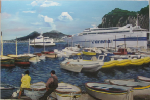 Capri, Italy, acrylic on canvas, 24" x 36"